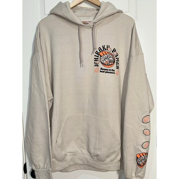 Naruto Ichi Raku Ramen Cream Hoodie Sweatshirt, Unisex Size 2XL - Picture 1 of 5